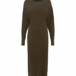 HALLHUBER Midi-Strickkleid Aus Softem Viskose-Mix Mit Fledermausärmeln Olive