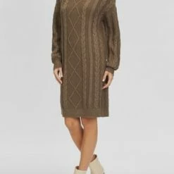 MANGUUN Collection Strickkleid, Zopfmuster, Für Damen MITTELBRAUN -ONLY Geschäft unnamed file 1062