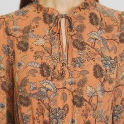 MANGUUN Collection Blusenkleid, Langarm, V-Ausschnitt, Rüschen, Für Damen PAISLEY FLOWER PRI -ONLY Geschäft unnamed file 1071