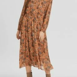 MANGUUN Collection Blusenkleid, Langarm, V-Ausschnitt, Rüschen, Für Damen PAISLEY FLOWER PRI -ONLY Geschäft unnamed file 1072