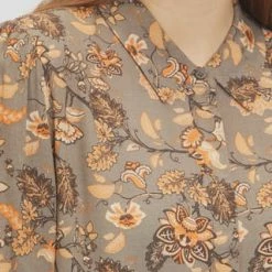 MANGUUN Collection Blusenkleid, Voilant, Knopfleiste, Für Damen MARBLE PRINT BRAUN -ONLY Geschäft unnamed file 1080