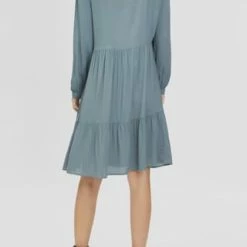 MANGUUN Collection Blusenkleid, Voilant, Knopfleiste, Für Damen GRAUBLAU -ONLY Geschäft unnamed file 1084