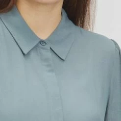 MANGUUN Collection Blusenkleid, Voilant, Knopfleiste, Für Damen GRAUBLAU -ONLY Geschäft unnamed file 1085