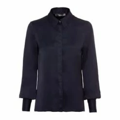 HALLHUBER Hemdbluse Aus Satin Dark Blue