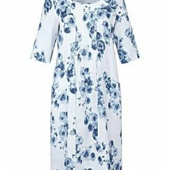 ANNA AURA Sommerkleid Linen Weiß/ Blau
