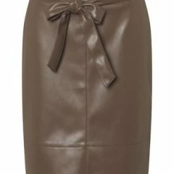 MANGUUN Collection Rock, Leder-Optik, Bindegürtel, Reißverschluss, Für Damen MAJOR BROWN