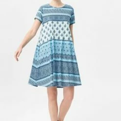 GREEN COTTON® Jerseykleid Dress Blau/ Multicolor -ONLY Geschäft unnamed file 184