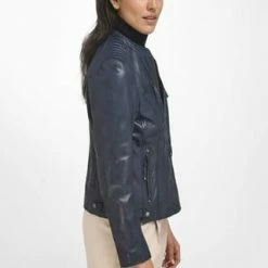 EMILIA LAY Lederjacke Aus Supersoftem Lammnappaleder MARINE -ONLY Geschäft unnamed file 2099