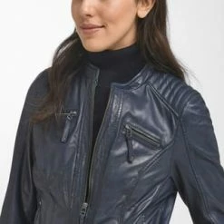 EMILIA LAY Lederjacke Aus Supersoftem Lammnappaleder MARINE -ONLY Geschäft unnamed file 2100