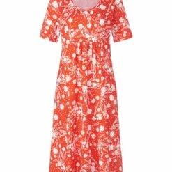 GREEN COTTON® Jerseykleid Cotton Rot/ Offwhite