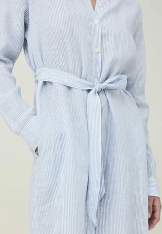 LEXINGTON® Hemdblusenkleid Isa Linen Lt Blue/ White Stripe 8 LEXINGTON® Hemdblusenkleid Isa Linen Lt Blue/ White Stripe – Bild 6