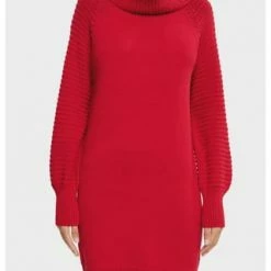 EDC Strickkleid, Rollkragen, Regular, Für Damen C610 DARK RED -ONLY Geschäft unnamed file 28