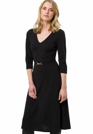 Zero Kleid, V-Ausschnitt, 3/4-Arm, Gürtel, Für Damen 9105 BLACK BEAUTY 4 Zero Kleid, V-Ausschnitt, 3/4-Arm, Gürtel, Für Damen 9105 BLACK BEAUTY – Bild 2
