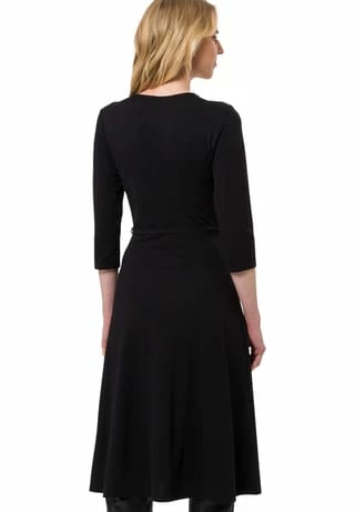 Zero Kleid, V-Ausschnitt, 3/4-Arm, Gürtel, Für Damen 9105 BLACK BEAUTY 5 Zero Kleid, V-Ausschnitt, 3/4-Arm, Gürtel, Für Damen 9105 BLACK BEAUTY – Bild 3