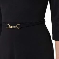 Zero Kleid, V-Ausschnitt, 3/4-Arm, Gürtel, Für Damen 9105 BLACK BEAUTY 14 Zero Kleid, V-Ausschnitt, 3/4-Arm, Gürtel, Für Damen 9105 BLACK BEAUTY -ONLY Geschäft unnamed file 330