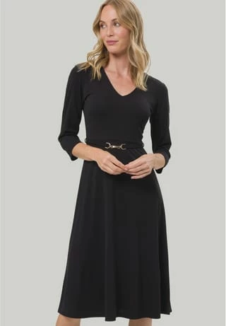 Zero Kleid, V-Ausschnitt, 3/4-Arm, Gürtel, Für Damen 9105 BLACK BEAUTY 8 Zero Kleid, V-Ausschnitt, 3/4-Arm, Gürtel, Für Damen 9105 BLACK BEAUTY – Bild 6