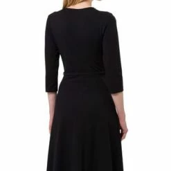 Zero Kleid, V-Ausschnitt, 3/4-Arm, Gürtel, Für Damen 9105 BLACK BEAUTY -ONLY Geschäft unnamed file 336