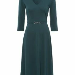 Zero Kleid, V-Ausschnitt, 3/4-Arm, Gürtel, Für Damen 5025 DARK SEA