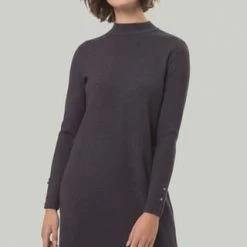 Zero Strickkleid, Stehkragen, Zierknöpfe, Für Damen 9716 ANTHRACITE M -ONLY Geschäft unnamed file 376