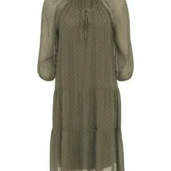 Cartoon Sommerkleid Mit 3/4 Arm Khaki/ Cream