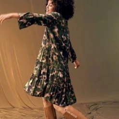 Cartoon 15967242_Kleid Ku, 7854 TAUPE/GREEN, 34 7854 TAUPE/ GREEN -ONLY Geschäft unnamed file 482