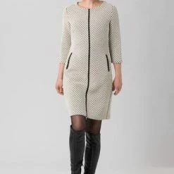 FRANK WALDER Kleid 3/4 Ärmel SPICY COLOURS Macadamia-Schwarz -ONLY Geschäft unnamed file 551