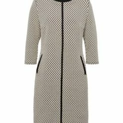 FRANK WALDER Kleid 3/4 Ärmel SPICY COLOURS Macadamia-Schwarz