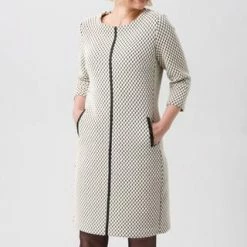 FRANK WALDER Kleid 3/4 Ärmel SPICY COLOURS Macadamia-Schwarz -ONLY Geschäft unnamed file 555