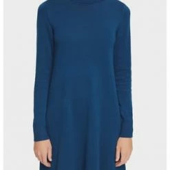 EDC Strickkleid, Rollkragen, Knielang, Für Damen C450 PETROL BLUE -ONLY Geschäft unnamed file 653