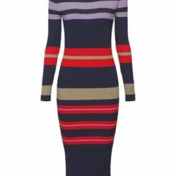 ESPRIT Strickkleid, Streifen, 7/8-lang, Für Damen E402 NAVY 3