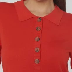 ESPRIT Strickkleid, Turn Down-Kragen, Für Damen E630 RED -ONLY Geschäft unnamed file 664