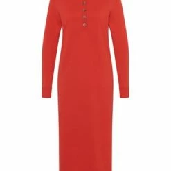 ESPRIT Strickkleid, Turn Down-Kragen, Für Damen E630 RED -ONLY Geschäft unnamed file 665