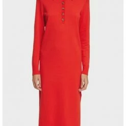 ESPRIT Strickkleid, Turn Down-Kragen, Für Damen E630 RED -ONLY Geschäft unnamed file 666