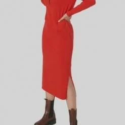 ESPRIT Strickkleid, Turn Down-Kragen, Für Damen E630 RED -ONLY Geschäft unnamed file 669