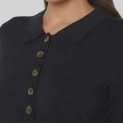 ESPRIT Strickkleid, Turn Down-Kragen, Für Damen E001 BLACK -ONLY Geschäft unnamed file 681