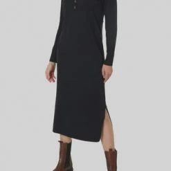 ESPRIT Strickkleid, Turn Down-Kragen, Für Damen E001 BLACK -ONLY Geschäft unnamed file 685