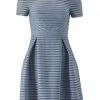 SWING Cocktailkleid, Ton-in-Ton-Streifen, Für Damen Hellblau