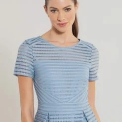 SWING Cocktailkleid, Ton-in-Ton-Streifen, Für Damen Hellblau -ONLY Geschäft unnamed file 701