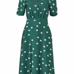 SWING Cocktailkleid, Bordüre, Midi-Länge, Reißverschluss, Für Damen 5294 DUNKELGRÜN