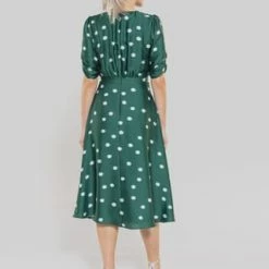 SWING Cocktailkleid, Bordüre, Midi-Länge, Reißverschluss, Für Damen 5294 DUNKELGRÜN -ONLY Geschäft unnamed file 710