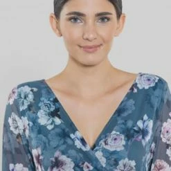 SWING Kleid, 3/4-Ärmel, Midi, Floral, Für Damen 3401 BLAU/ BUNT -ONLY Geschäft unnamed file 717