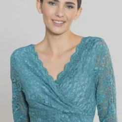 SWING Cocktailkleid, Kurz, V-Ausschnitt, Spitze, Wickeloptik, Für Damen 534 GRÜN -ONLY Geschäft unnamed file 725