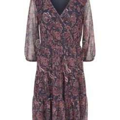 MORE & MORE Kleid, 3/4-Arm, Wickel-Ausschnitt, Paisley-Design, Für Damen 4375 SMALL PAISLEY
