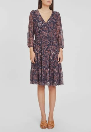 MORE & MORE Kleid, 3/4-Arm, Wickel-Ausschnitt, Paisley-Design, Für Damen 4375 SMALL PAISLEY 4 MORE & MORE Kleid, 3/4-Arm, Wickel-Ausschnitt, Paisley-Design, Für Damen 4375 SMALL PAISLEY – Bild 2