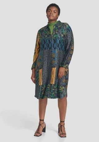 SAMOON Blusenkleid, Oversize, Knopfleiste, Für Damen 08102 NAVY GEMUSTE 4 SAMOON Blusenkleid, Oversize, Knopfleiste, Für Damen 08102 NAVY GEMUSTE – Bild 2