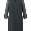 SAMOON Blusenkleid, 7/8-Arm, Split-Neck, Große Größen, Für Damen 08100 NAVY -ONLY Geschäft unnamed file 759