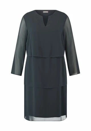 SAMOON Blusenkleid, 7/8-Arm, Split-Neck, Große Größen, Für Damen 08100 NAVY 3 SAMOON Blusenkleid, 7/8-Arm, Split-Neck, Große Größen, Für Damen 08100 NAVY