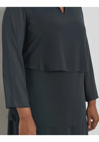 SAMOON Blusenkleid, 7/8-Arm, Split-Neck, Große Größen, Für Damen 08100 NAVY 5 SAMOON Blusenkleid, 7/8-Arm, Split-Neck, Große Größen, Für Damen 08100 NAVY – Bild 3