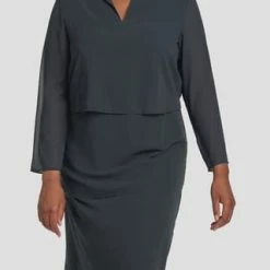 SAMOON Blusenkleid, 7/8-Arm, Split-Neck, Große Größen, Für Damen 08100 NAVY 11 SAMOON Blusenkleid, 7/8-Arm, Split-Neck, Große Größen, Für Damen 08100 NAVY -ONLY Geschäft unnamed file 763