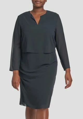 SAMOON Blusenkleid, 7/8-Arm, Split-Neck, Große Größen, Für Damen 08100 NAVY 7 SAMOON Blusenkleid, 7/8-Arm, Split-Neck, Große Größen, Für Damen 08100 NAVY – Bild 5